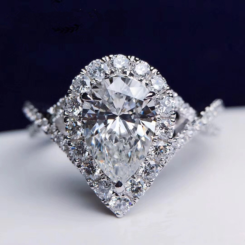 Moissanite Engagement Ring 1 Carat - 맞춤 제작 솔리드 14K 화이트 골드