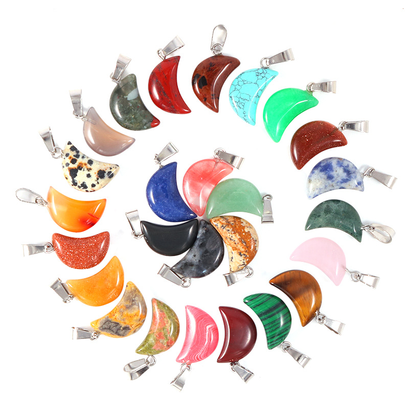Crystal Pendant Necklace Natural Stone - 20개/봉투 천연석 크리스탈 문 펜던트 목걸이