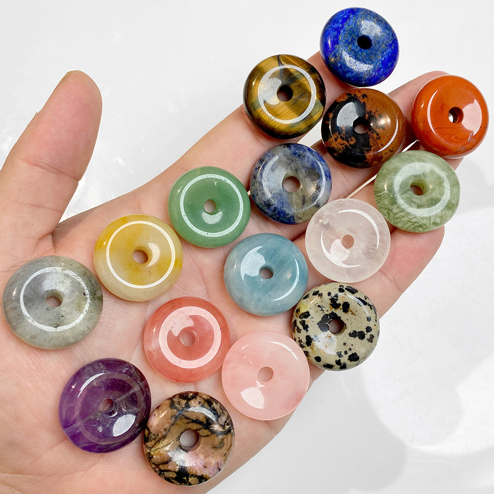 Crystal Pendant Necklace Natural Stone - 1개 25MM 원형 도넛 목걸이 펜던트
