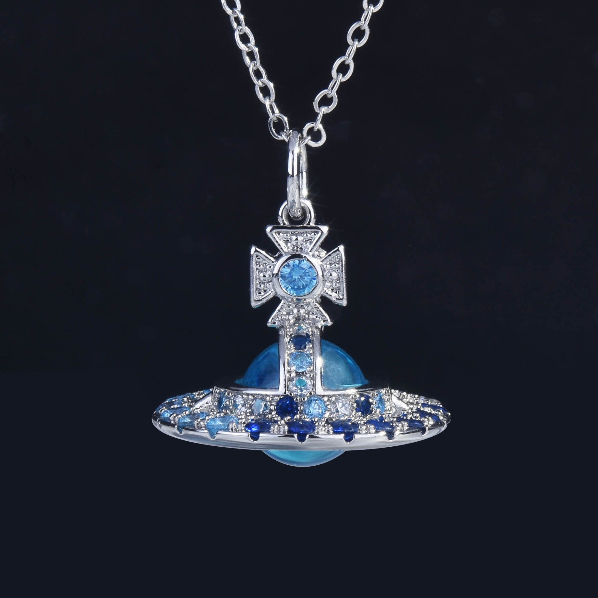 세련된 천체 목걸이 창의적인 행성 디자인 다이아몬드 장 - Body Jewelry 리뷰 및 가격