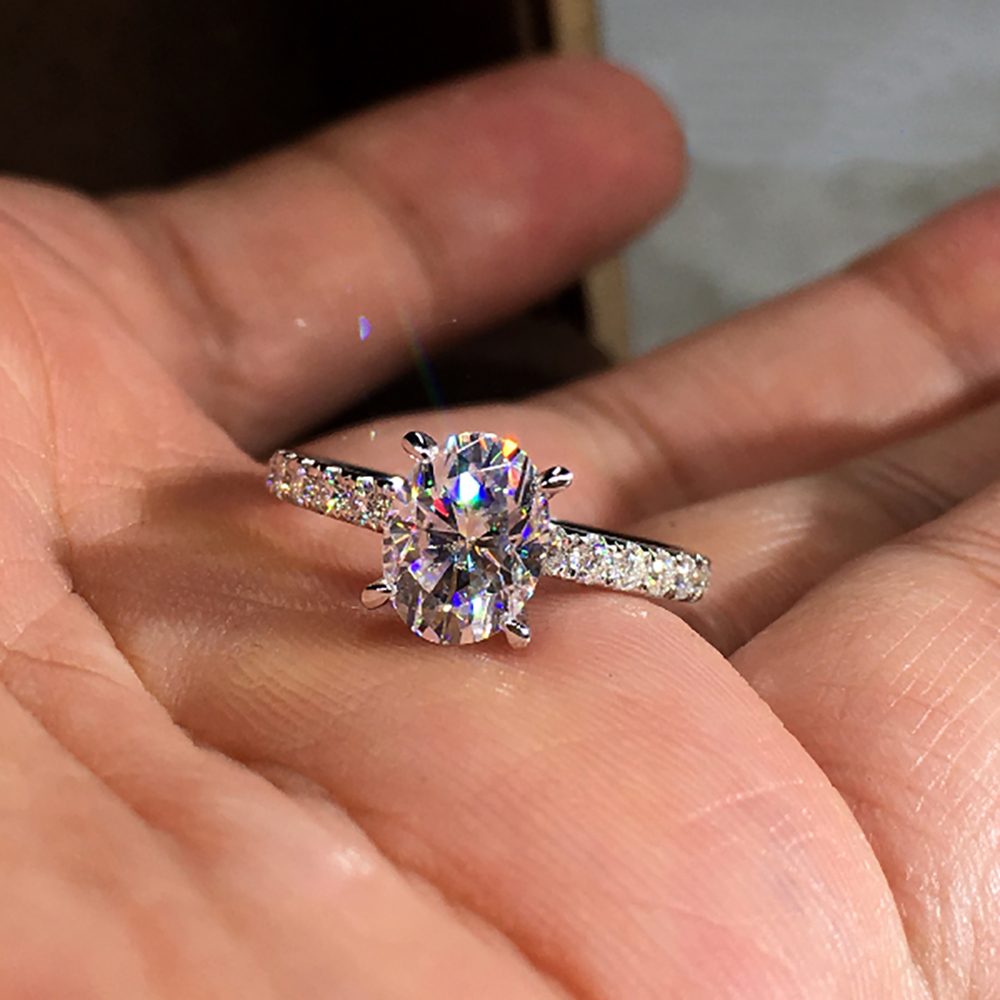 맞춤형 솔리드 10K 화이트 골드 여성 결혼 기념일 약 - Moissanite Engagement Ring 1 Carat 리뷰 및 가격