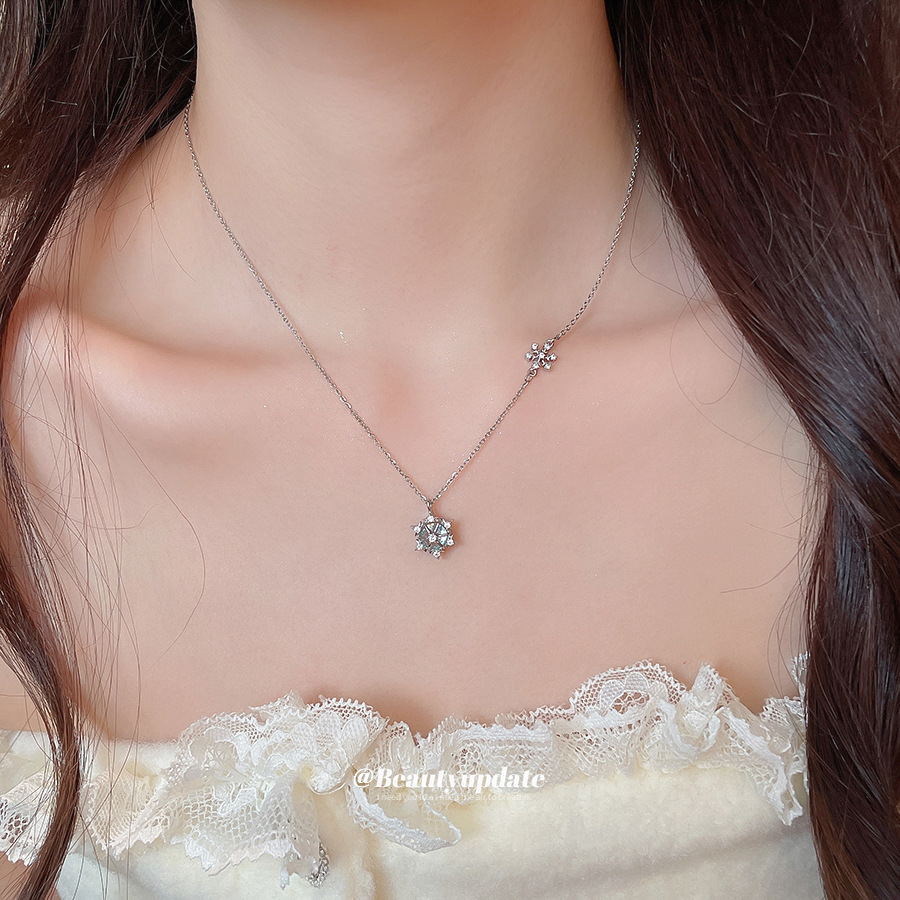 반짝이는 얼음 결정 눈꽃 펜던트 목걸이, 블루 지르콘  - Layered Pendant Necklace Aesthetic 리뷰 및 가격