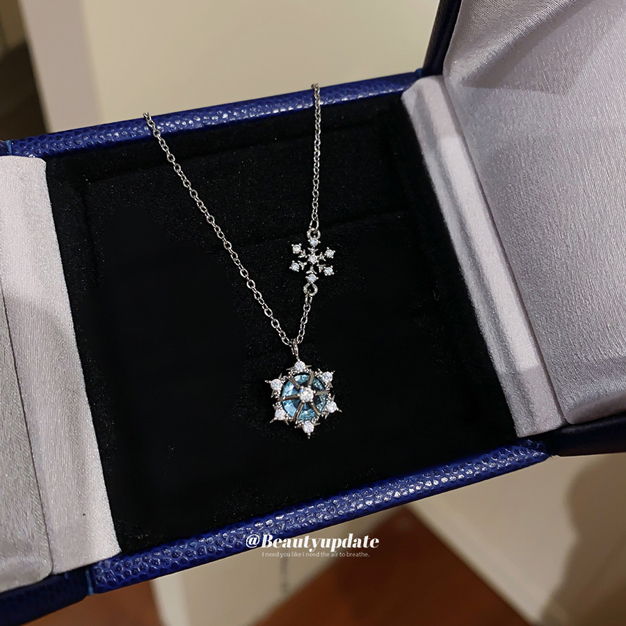 반짝이는 얼음 결정 눈꽃 펜던트 목걸이, 블루 지르콘  - Layered Pendant Necklace Aesthetic 리뷰 및 가격