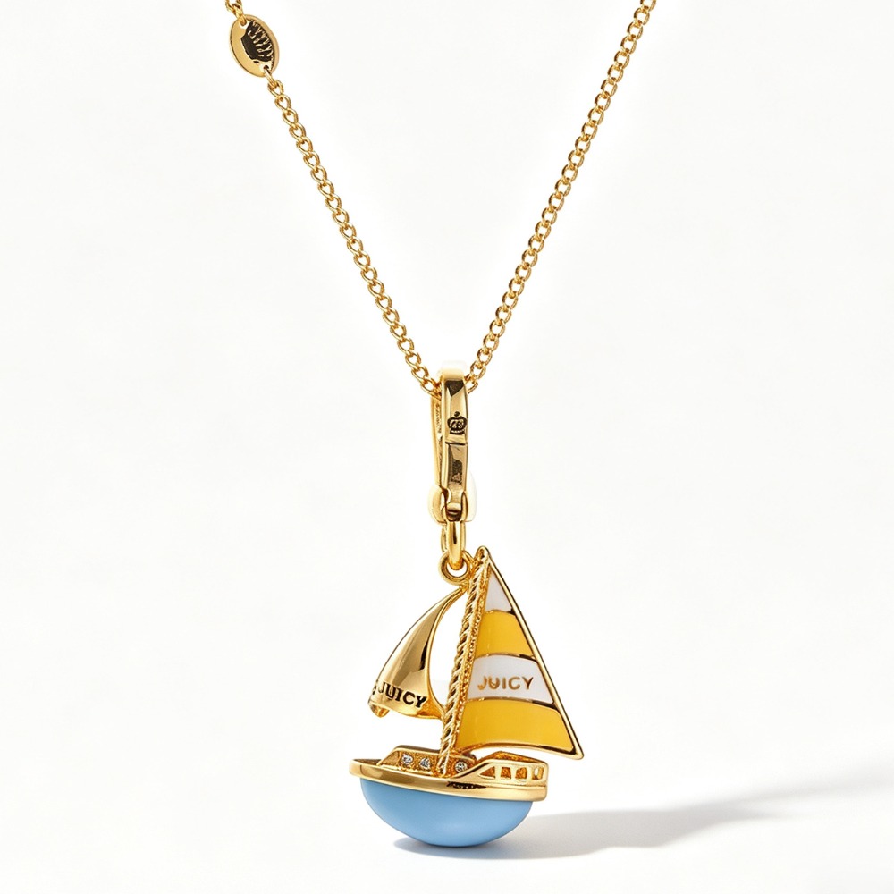 세련된 에나멜 유약으로 마감된 파란색 요트 펜던트 목걸 - Initial Letter Necklace 18K Gold 리뷰 및 가격