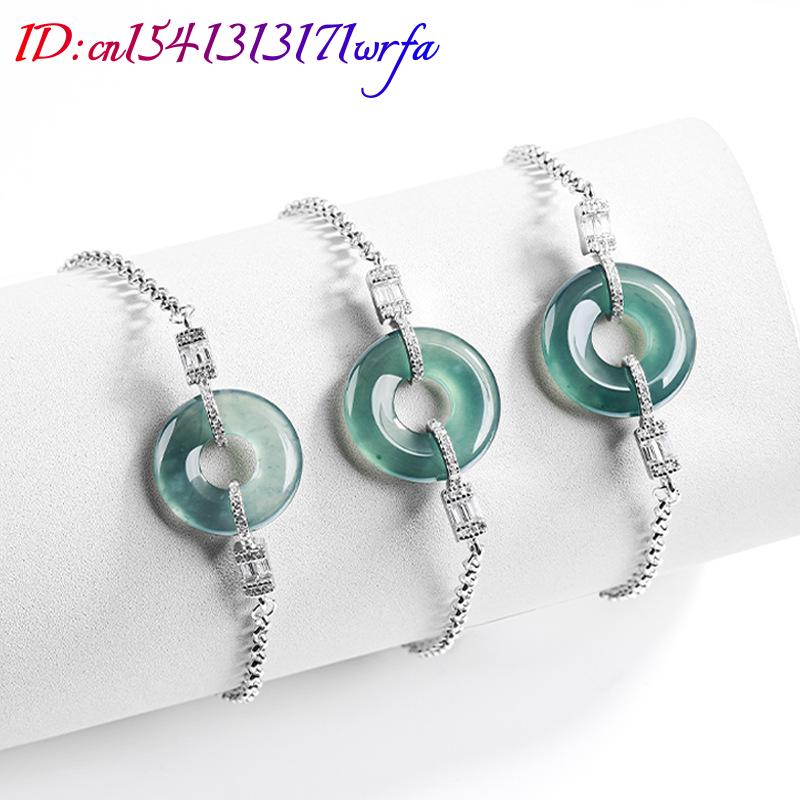 블루 미얀마 경옥 반지 팔찌 925 실버 선물 에메랄드 - Bracelets 리뷰 및 가격