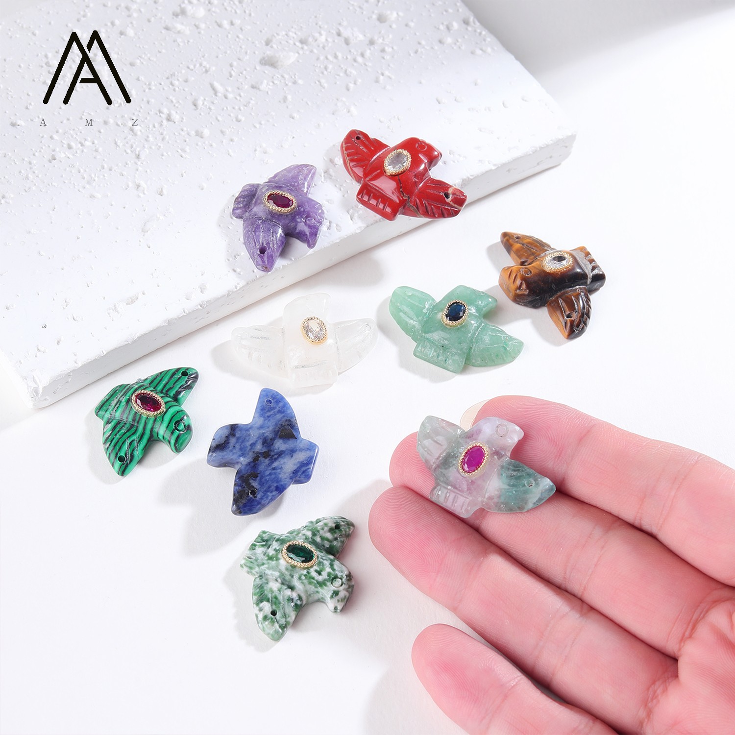 조각된 독수리 새 모양의 크리스탈 펜던트 1/3/5/1 - Crystal Pendant Necklace Natural Stone 리뷰 및 가격