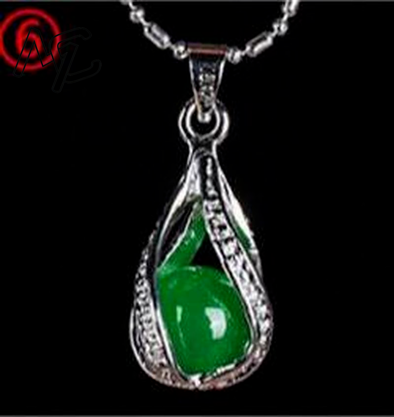 925 실버 중국 녹옥 물방울 펜던트 용 목걸이 비취  - Necklaces 리뷰 및 가격