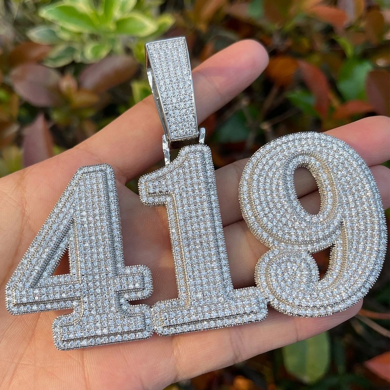 맞춤형 큐빅 지르코니아 장식의 이니셜 및 숫자 펜던트, - Cuban Link Chain 12Mm 리뷰 및 가격